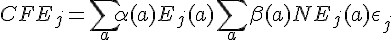 {CFE}_j= \sum_a \alpha (a) E_j(a) + \sum_a \beta (a) {NE}_j(a)+\epsilon_j